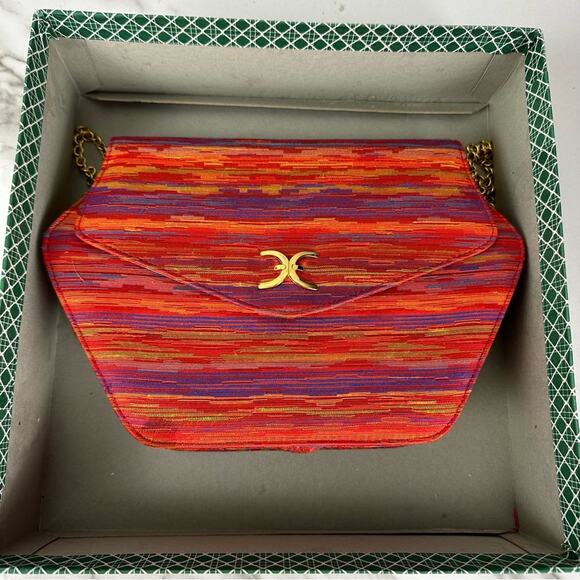 J.Renee Sunset Red Multicolor Printed Retro Crossbody Purse Gold Hardware in Box - Picture 7 of 10